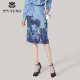 The same style of Matiannu women's clothing in the mall, the new blue denim print casual skirt and skirt are versatile