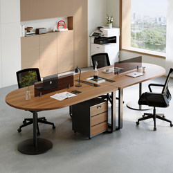 Office Solid Wood Staff Desk and Chair Set, Simple Modern Staff Partition Booth, Two-Person Computer Desk
