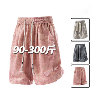 
New summer ice-sensing men's shorts trendy design jacquard pinch pants large size loose slim casual mid-sized pants