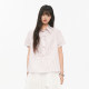 Pink ers co-branded summer age-reducing red striped bow short-sleeved design puff sleeve shirt for women
