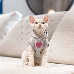 Autumn and Winter Warm Fleece Vest Sweatshirt Hoodie for Hairless Cats, Pet Clothes for Sphynx Cats and Devon Rex Cats