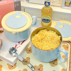 Dasu Xiaoshu Noodle Bowl 304 Stainless Steel Drainable Tableware Set Student Door Insulated Rice Bowl Rice Box