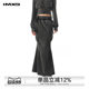 IMXS mid-length workwear knitted half-body long skirt fish tail slim fit casual wash water old pocket skirt for women