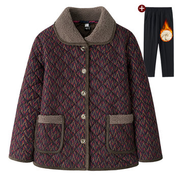 Older cotton jacket female grandma winter cotton jacket thick coat 2025 new style plus velvet warm New Year clothes mother cotton clothes