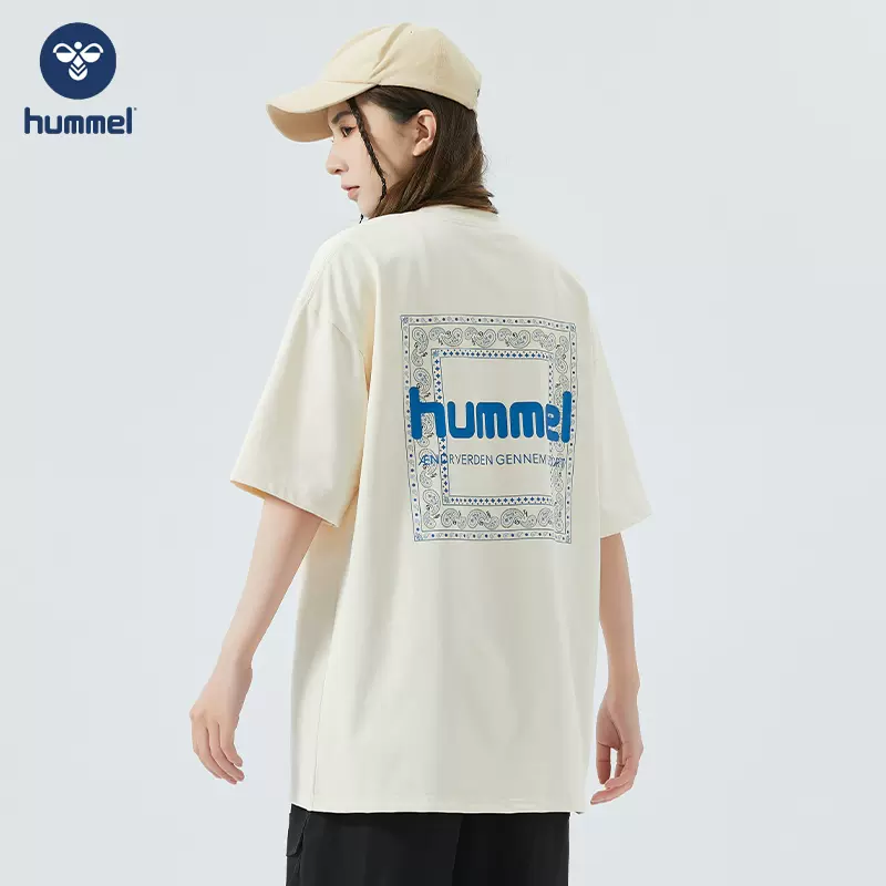Hummel 大黄蜂  情侣后背腰果花T恤潮流复古重磅短袖T恤（80~200斤）5色
