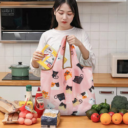 Cartoon Portable Foldable Shoulder Bag, Large Capacity Eco-Friendly Shopping Bag, Japanese-Style Waterproof Bag
