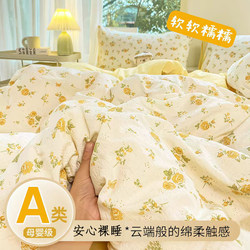 Class a Double-Layer Gauze All-Cotton Four-Piece Bedding Set, Single-Piece Quilt Cover, Student Dormitory Fresh and Skin-Friendly Duvet Cover, Three-Piece Bedding Set 4