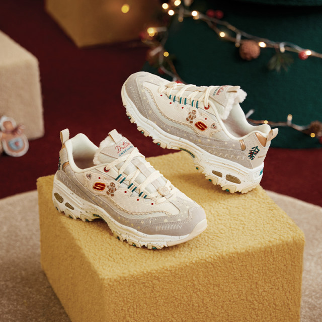 Skechers women's shoes for spring and summer gingerbread men Christmas lamb velvet daddy shoes snow cake shoes plus velvet panda shoes 149257