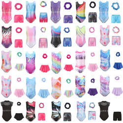Stretchy Children's Gymnastics Outfit, Dance Costume, Performance Outfit, Leotard, Girls' Practice Outfit, Jumpsuit, Shorts, Headpiece, Three-Piece Set