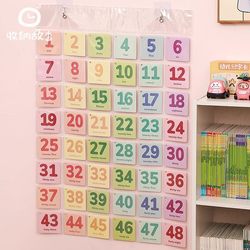 Wall-Mounted 48-Slot Transparent Flashcard Storage Hanging Bag for Kindergarten Children Early Education Wall-Mounted Learning Card Bag