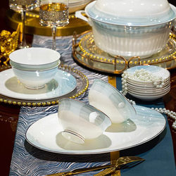 Bowl Set for Home Use 2026 New Model High Aesthetic Value Jingdezhen Bowl and Plate Set Home Style Bone China Tableware Set Housewarming Gift