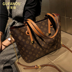 Gufanou Official Light Luxury Women's Bag 2025 New Vintage Large Capacity Fashion Tote Bag Textured Shoulder Bag Versatile