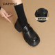 Daphne black thick-soled loafers for women 2025 new summer hot British style leather shoes for one foot