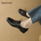 Daphne deep mouth single shoes for women 2025 autumn flat-soled commuter black lace-up leather shoes for autumn without tiring feet loafers