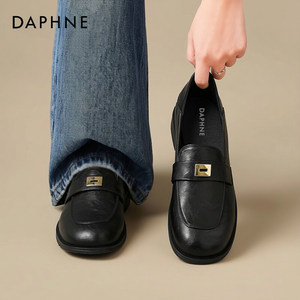
Daphne thick-soled loafers for women 2026 new spring retro commuter shoes British style black small leather shoes