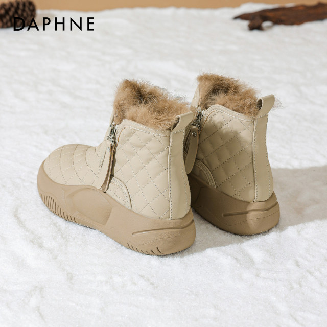 Daphne thick-soled snow boots for women 2025 new winter velvet warm bread cotton shoes waterproof anti-slip short boots