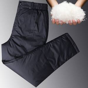 Winter men and women thickened large size down pants middle -aged elderly parents wearing high waist deep crotch loose down pants
