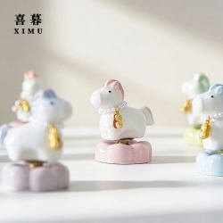 Jingdezhen Same Style Crystal Glaze Spinning Horse Gift Box Creative Desktop Ornament Car Decoration Birthday Gift