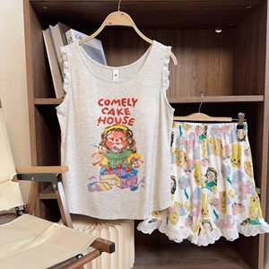 
[Vest oil painting cartoon girl]~New style with chest pads can be worn on the outside for fashionable home clothing set~772