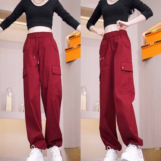 
American high-waisted Korean style overalls for women 2026 spring, autumn and winter new style loose slimming fashionable casual sports wide-leg pants