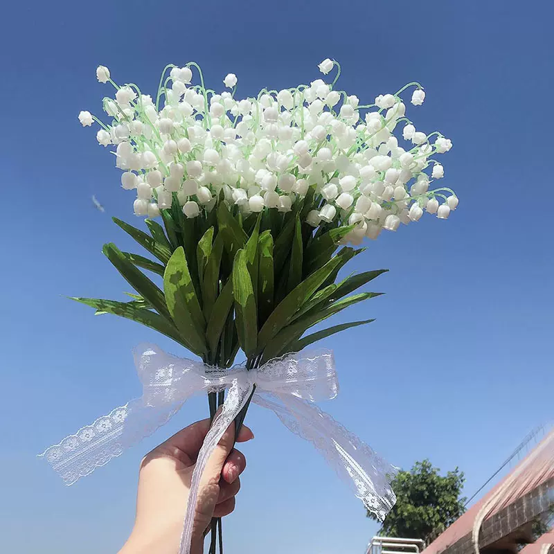 仿真鈴蘭花結婚慶手捧花假花小清新拍照道具插裝飾