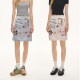 CLIMAX VISION hand-painted graffiti fun printed retro double-sided satin straight half-body skirt