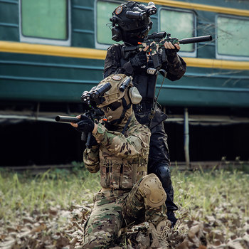 Pure cotton children's camouflage suit for men, outdoor tactical special forces long-sleeved military training performance camouflage performance suit for women