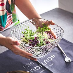 Glass Bowl Household Nordic Tableware Simple Transparent Bowl Creative Large Bowl Small Bowl Fruit Bowl Salad Bowl Rice Bowl Set