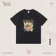 Black cartoon printed short-sleeved T-shirt for women in summer loose slim half-sleeved T-shirt fashionable age-reducing chic top trendy