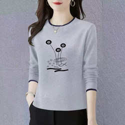 Pure Cotton Long-Sleeve T-Shirt for Women, Tummy-Covering Top, Spring and Autumn Style, Fashionable and Age-Reducing Base Layer for Women