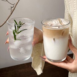 ins Iced Americano Latte Coffee Cup Heat-Resistant Beverage Cup Glass Cup Transparent Cold Drink Cup Drinking Cup Milk Cup