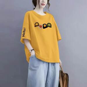 
Pure cotton short-sleeved T-shirt for women 2026 summer new large-size women's loose-fitting clothing that covers the flesh, makes you look slim and stylish, and reduces your age.