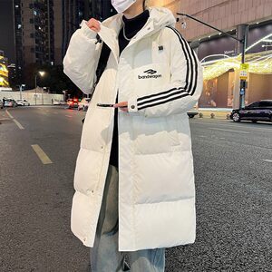 
Mid-length cotton-padded jacket for men in autumn and winter, thickened cold-proof cotton-padded jacket, boys' over-the-knee down-padded jacket, couple's coat