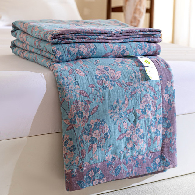 Category A maternal and infant grade cotton yarn-dyed double-layer gauze thin quilt summer air-conditioning quilt pure cotton aerobic summer cooling quilt quilt core