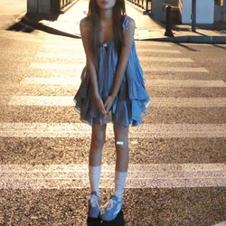 Beach Vacation Style Blue Suspender Dress Summer 2026 New Design Niche Fluffy Short Skirt