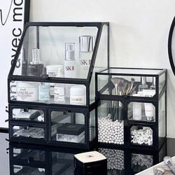 German Cosmetics Storage Box Desktop Dust-Proof Glass Transparent High-End Dressing Table Skin Care Product Lipstick Storage Rack