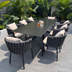 Outdoor Slate Dining Table, Garden Light Luxury Modern Minimalist Table, Courtyard Terrace High-End Leisure Waterproof Table and Chair Set