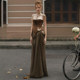 IUAE neoclassical design sense spliced ​​strapless bramble skirt for women butterfly decorative trousers retro dress
