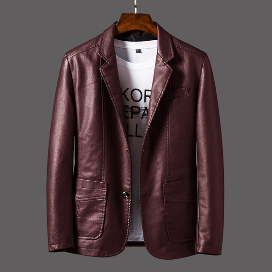 
Foreign trade men's leather jacket Korean casual suit jacket men's spring and autumn youth suit PU leather slim motorcycle suit jacket