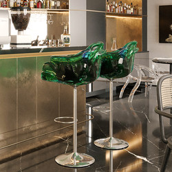 Light Luxury Bar Chair, Home Lift Bar Chair, Simple Modern High Chair, Designer Transparent Resin Island Back Chair