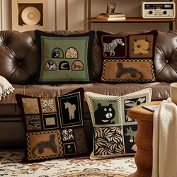 Medieval-Style Sofa Cushion, Maillard Retro Light Luxury Cushion, High-End Backrest, Café and Homestay Cushion Cover