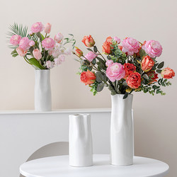 Creative Niche Pleated Ceramic Vase Ornaments for Living Room and Dining Table, Flower Arrangement, Water Cultivation, Light Luxury Dining Table, High-End Decorative Items