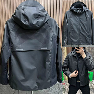 
Autumn new breathable mesh hooded jacket, fashionable and trendy solid color stitching, versatile men's business casual jacket