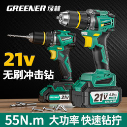Green Forest Brushless Electric Drill Household Small Power Tool Multifunctional Lithium Electric Drill Wall Drilling and Hole Punching Electric Drill Set