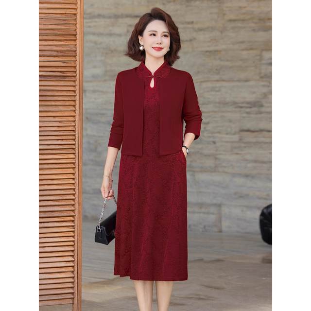 Mother's dress, cheongsam, skirt for October wedding, daughter's wedding dress, mother-in-law's wedding banquet dress, two-piece set