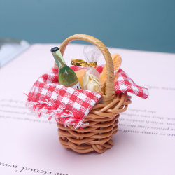 Mini simulated rattan basket picnic doll house landscape