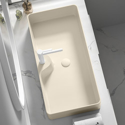Ceramic Countertop Basin Large Capacity Hand Washing and Face Washing Basin Rectangular Cream-Colored Basin Wash Basin Sink