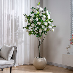 Simulated Plant Rose Tree Potted Plant High-End Artificial Flower Tree Indoor Living Room Landscape Artificial Green Plant Home Decoration