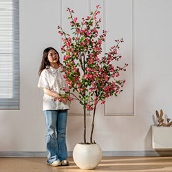 High-End Artificial Green Plant Plum Blossom Tree Indoor Living Room Decoration, Realistic Plant Fake Flower Tree, Window Display Ultra-Realistic Landscaping Decoration