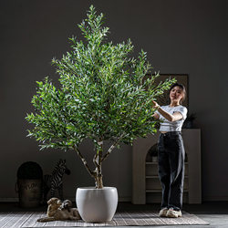 Large Artificial Olive Tree Indoor Landscape Decoration Fake Tree Mall Bionic Light Luxury Green Plant Bonsai Floor-Standing Ornament
